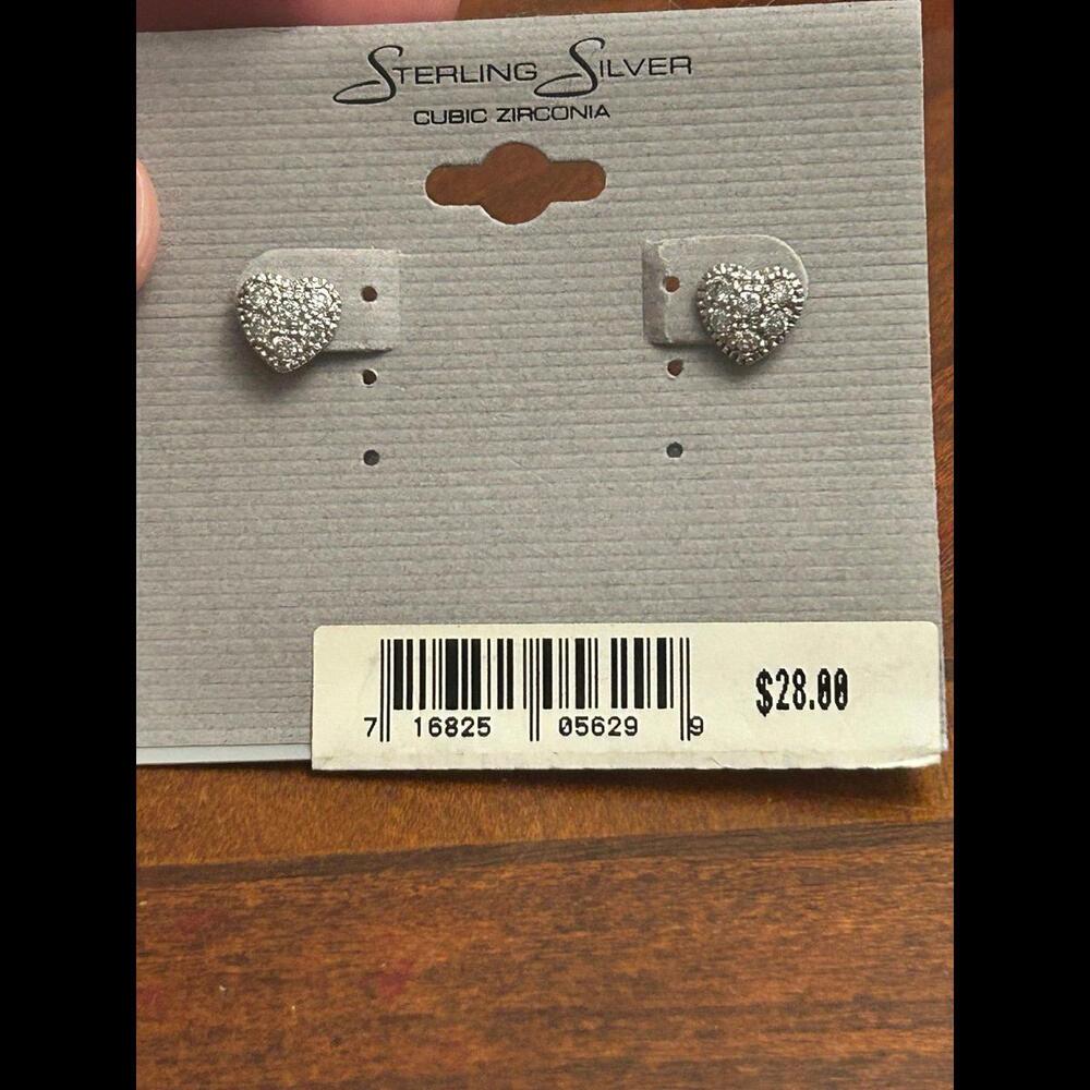Sterling Silver Heart Stud Earrings View 2